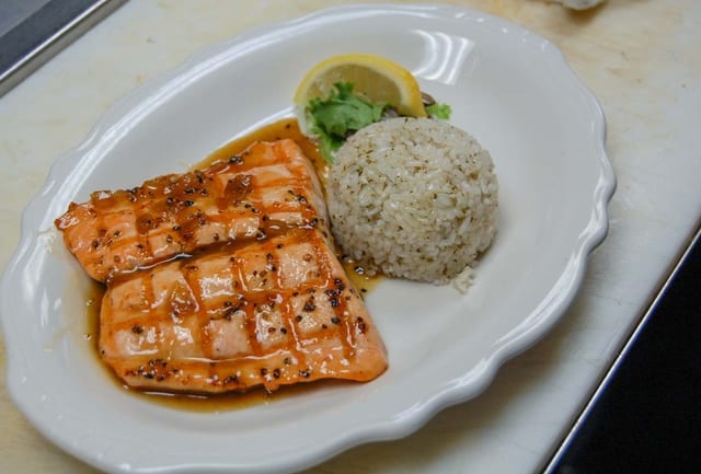 Bourbon Glazed Salmon.