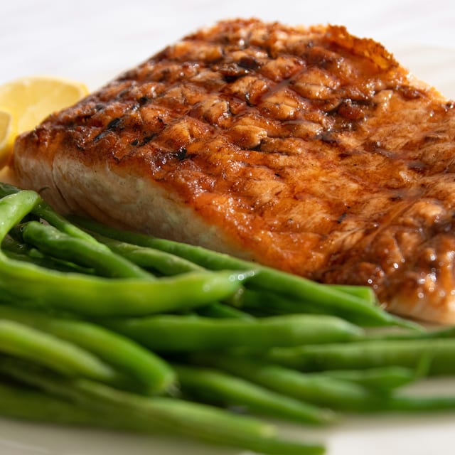 Bourbon Glazed Salmon.